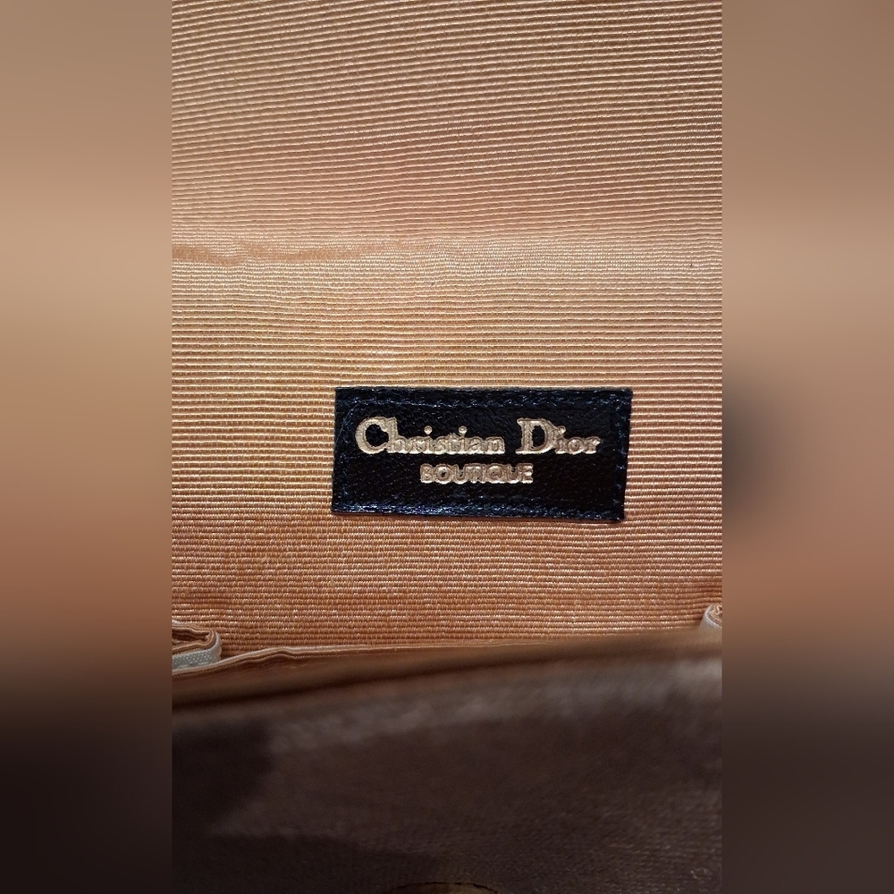EUC RARE Vintage 70s Christian Dior Boutique Tan Linen & Silk Envelope Purse Bag - Picture 12 of 12